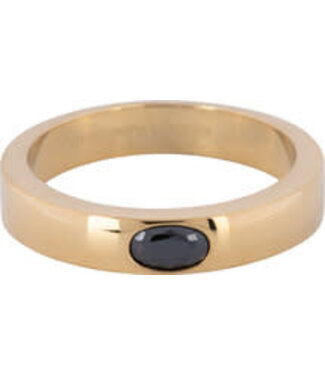 Charmin's Charmin's - Wide band Oval Stone Ring - Black / Gold Steel 1225