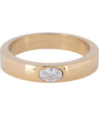 Charmin's Charmin's - Wide band Oval Stone Ring - White / Gold Steel 1223