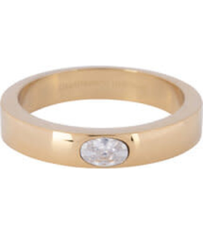 Charmin's - Wide band Oval Stone Ring - White / Gold Steel 1223