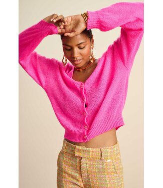 Pom Amsterdam POM Amsterdam - Cardigan - Neon Pink