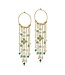 Pure By Nat - Hoop Earrings w. Chains and Gemstones - 45595