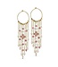 Pure By Nat - Hoop Earrings w. Chains and Gemstones - 45595