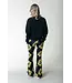 Colourful Rebel - Big Flower Mesh Extra Flare Pants -Bright Yellow