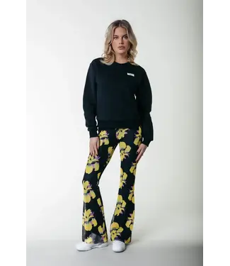 Colourful Rebel Colourful Rebel - Big Flower Mesh Extra Flare Pants -Bright Yellow