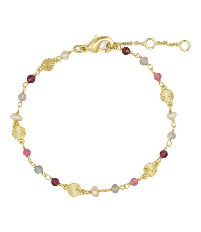 Pure By Nat - Bracelet Multi Natural Stones - Goldplated 40646