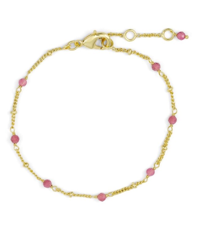 Pure By Nat - Bracelet with Natural Stones - Goldplated Pink Tourmaline 40647