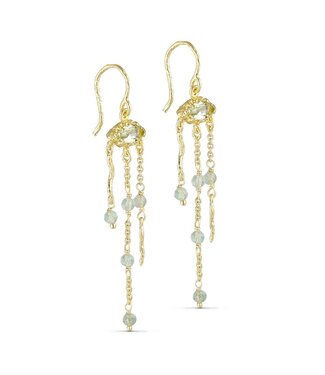 Pure By Nat Pure By Nat - Chain Earring - Goldplated Green 45776