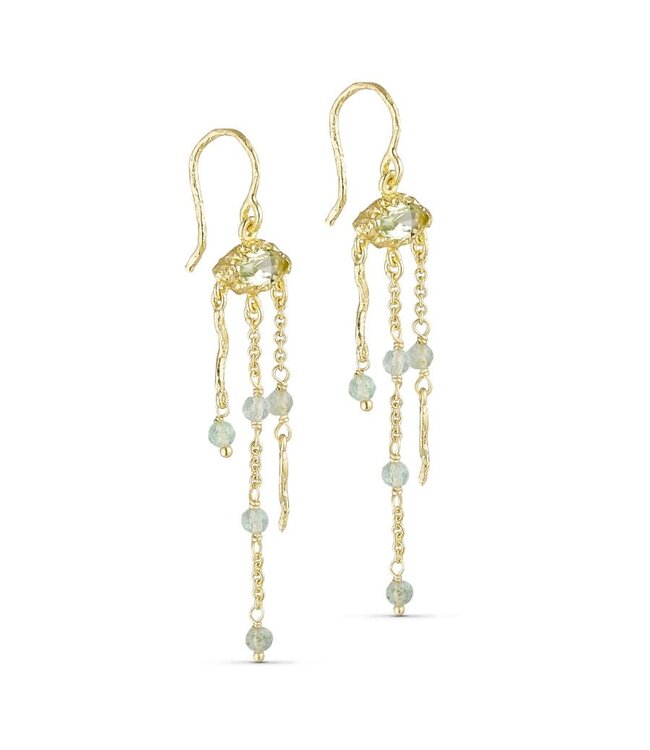 Pure By Nat - Chain Earring - Goldplated Green 45776