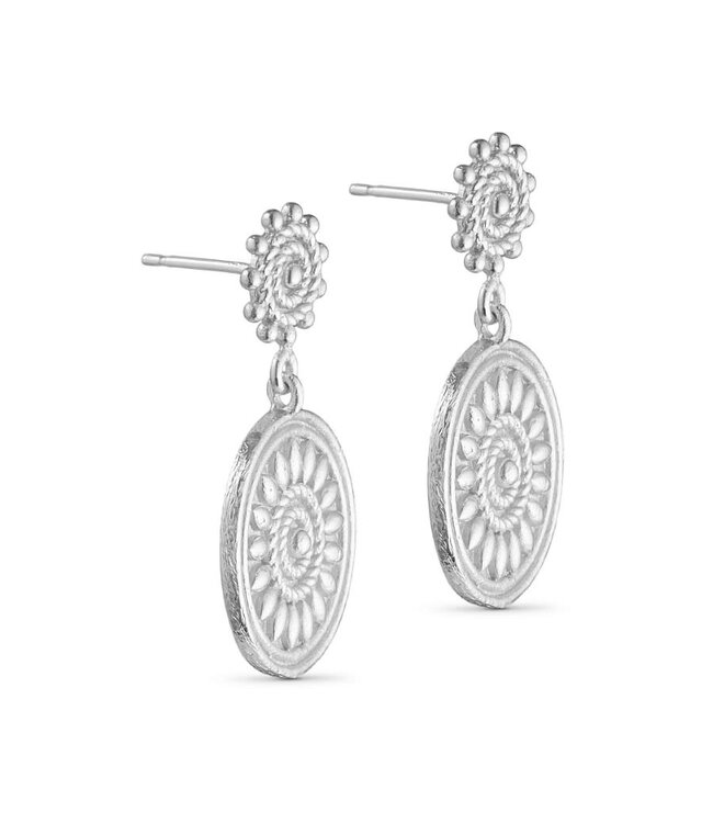 Pure By Nat - Stud Earrings with Pendant - Silverplated 45811