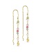 Pure By Nat - Chain Earrings with Natural Stones and Pearls - Goldplated Green Rose 45780