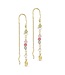 Pure By Nat Pure By Nat - Chain Earrings with Natural Stones and Pearls - Goldplated Green Rose 45780