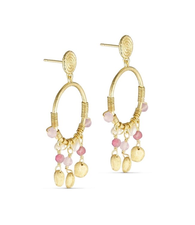 Pure By Nat - Earrings - Goldplated Rose 45778