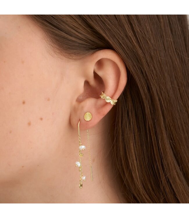Pure By Nat - Chain Earrings - Goldplated Pearls 45781