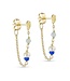 Pure By Nat Pure By Nat - Chain Earrings with Stones - Goldplated Blue 45779