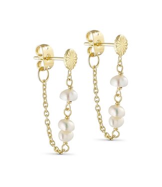 Pure By Nat Pure By Nat - Chain Earrings with Stones - Goldplated Pearls 45779