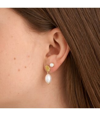 Pure By Nat Pure By Nat - Pearl Pendant Earring - Goldplated 45774
