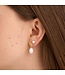 Pure By Nat - Pearl Pendant Earring - Goldplated 45774