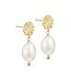 Pure By Nat - Pearl Pendant Earring - Goldplated 45774