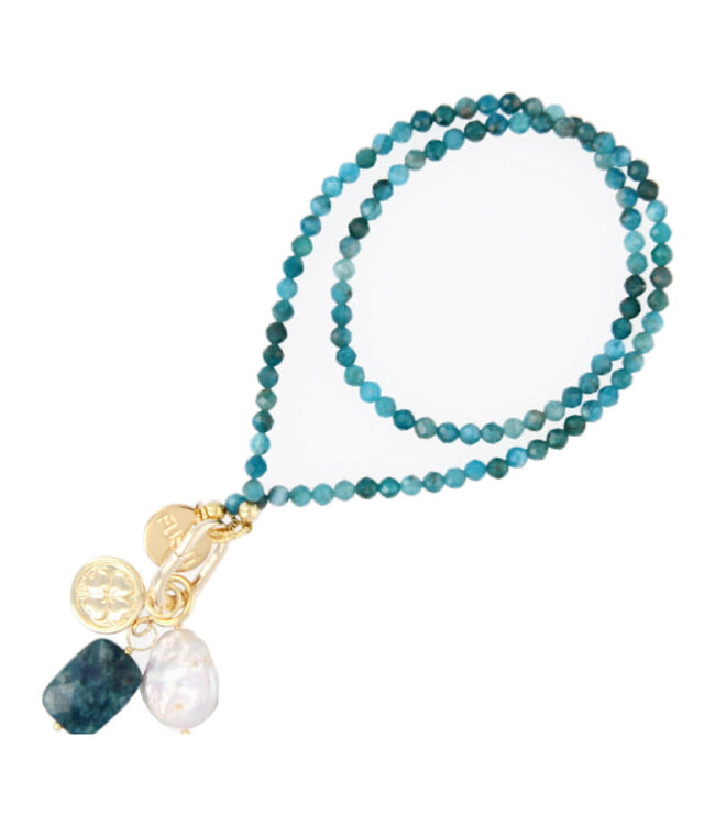 Fushi - Necklace Halfedelsteen With Clip and Bangled - Apatite 7608