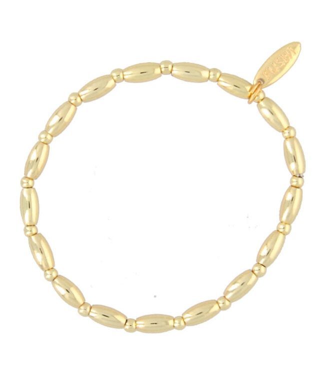 Fushi - Bracelet Oval Beads - Gold / 14 Krt 6063