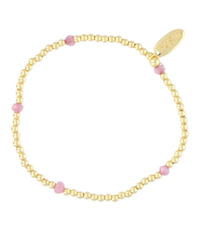 Fushi - Bracelet Facet Donut Light Pink Jade - Pink / 14 Krt 7221