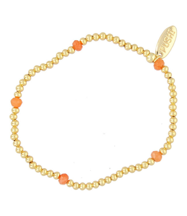 Fushi - Bracelet Facet Donut Orange Jade - Orange / 14 Krt 7218