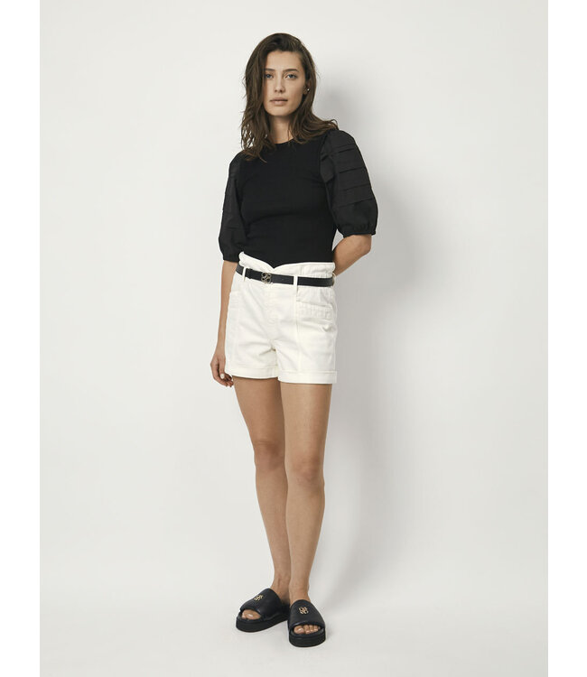 Dante 6 - Elaine Belted Denim Shorts - Butter Cream