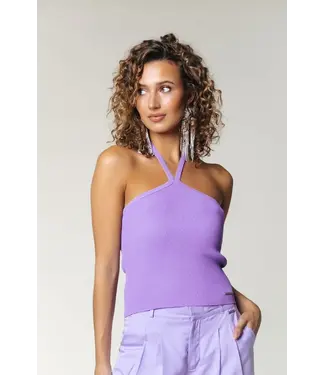 Colourful Rebel Colourful Rebel - Jona Fine Knit Haltertop - Dark Lavender