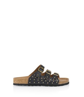 DWRS DWRS - Malibu Leren Slippers - Zwart