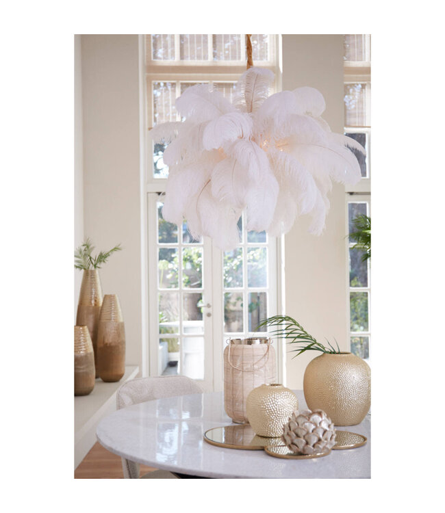 Light & Living - Hanglamp Feather - Goud Wit