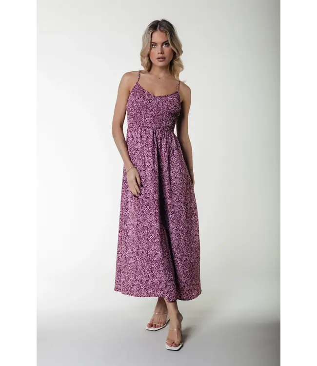Colourful Rebel - Sophie Floral Smock Maxi Dress - Medium Pink