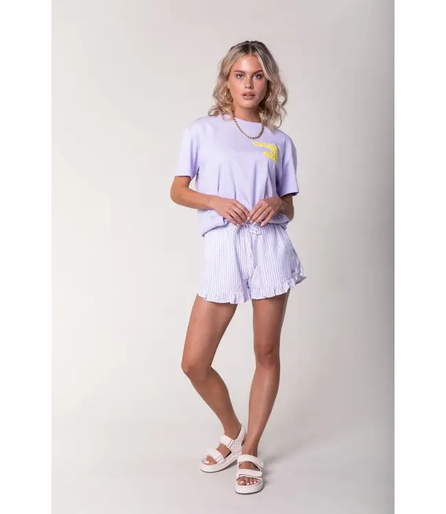 Colourful Rebel - Sensa Striped Ruffle Short - Pastel Lilac