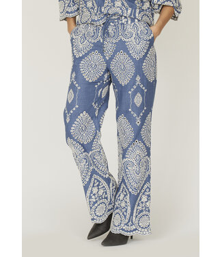 Sisters Point Sisters Point - Gilma Pants - Denim Blue / Cream