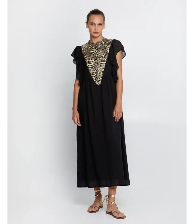 Greek Archaic Kori - Long Dress - Black / Gold