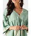 Greek Archaic Kori - Short Dress Feather - Sea Green / Gold