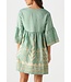 Greek Archaic Kori - Short Dress Feather - Sea Green / Gold