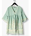 Greek Archaic Kori - Short Dress Feather - Sea Green / Gold
