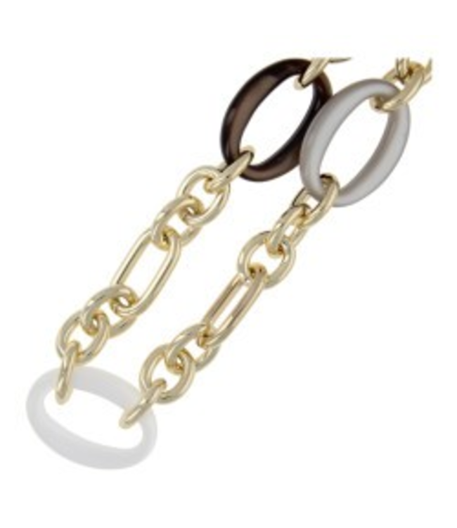 Fushi - Telefoonkoord Resin en Goud Schakel - Bruin/Goud