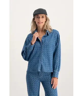 Florez Florez - Denim Shirt Laser Print - Blue