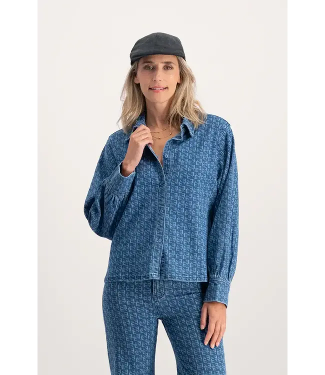 Florez - Denim Shirt Laser Print - Blue