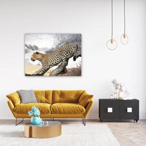 Schilderij Luipaard op jacht | 120 x 90 cm glasschilderij Schilderij Luipaard op jacht | 120 x 90 cm glasschilderij