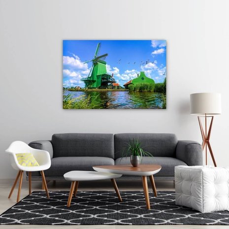 Schilderij Beroemde Zaanse Schans molens in Zaandam | 120 x 80 cm glasschilderij Schilderij Beroemde Zaanse Schans molens in Zaandam | 120 x 80 cm glasschilderij