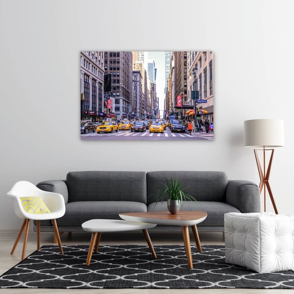 Schilderij Bruisende stad New York | 120 x 80 cm glasschilderij Schilderij Bruisende stad New York | 120 x 80 cm glasschilderij
