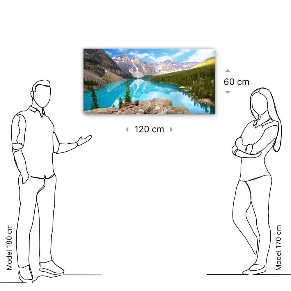 Schilderij Bergmeer in de Rocky Mountains van Canada | 120 x 60 cm glasschilderij Schilderij Bergmeer in de Rocky Mountains van Canada | 120 x 60 cm glasschilderij