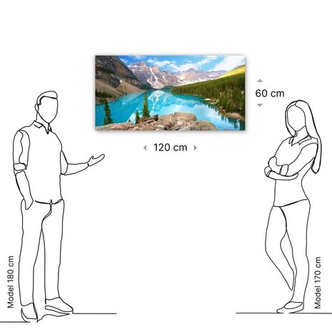 Schilderij Bergmeer in de Rocky Mountains van Canada | 120 x 60 cm glasschilderij Schilderij Bergmeer in de Rocky Mountains van Canada | 120 x 60 cm glasschilderij