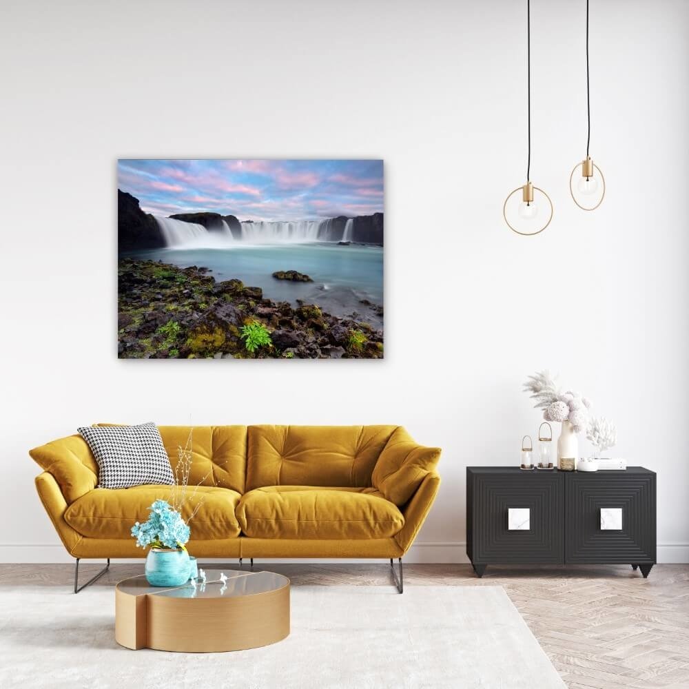 Schilderij Godafoss waterval van de Goden in IJsland | 120 x 90 cm glasschilderij Schilderij Godafoss waterval van de Goden in IJsland | 120 x 90 cm glasschilderij