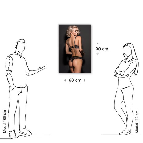 Schilderij Sensuele vrouw in kantlingerie | 60 x 90 cm glasschilderij Schilderij Sensuele vrouw in kantlingerie | 60 x 90 cm glasschilderij