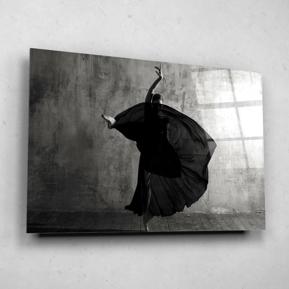 Ballerina in zwart-wit • 150 x 100 cm • Glazenschilderijen.nl