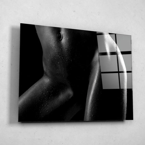 Schilderij Fine art naakt in zwart-wit | 80 x 60 cm glasschilderij Schilderij Fine art naakt in zwart-wit | 80 x 60 cm glasschilderij