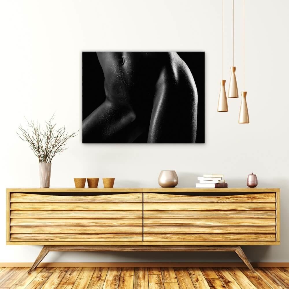 Schilderij Fine art naakt in zwart-wit | 80 x 60 cm glasschilderij Schilderij Fine art naakt in zwart-wit | 80 x 60 cm glasschilderij